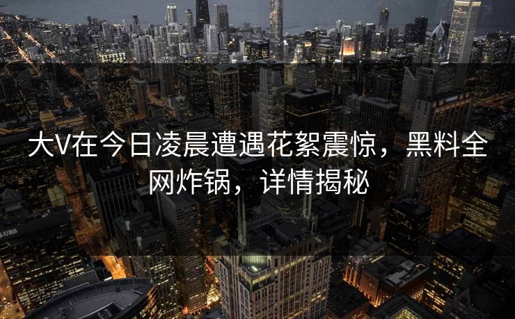 大V在今日凌晨遭遇花絮震惊，黑料全网炸锅，详情揭秘