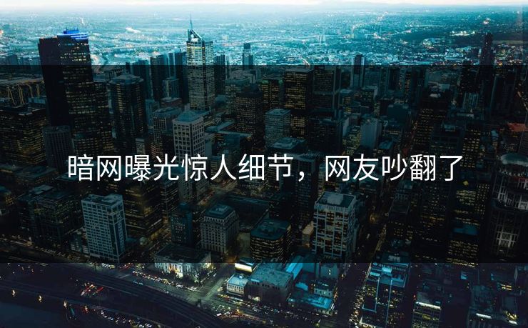 暗网曝光惊人细节，网友吵翻了
