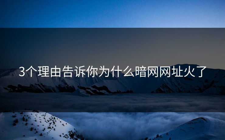 3个理由告诉你为什么暗网网址火了
