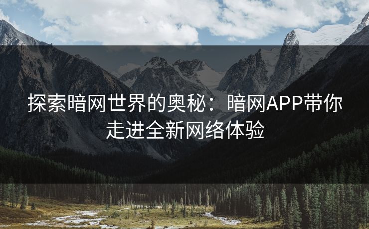 探索暗网世界的奥秘：暗网APP带你走进全新网络体验