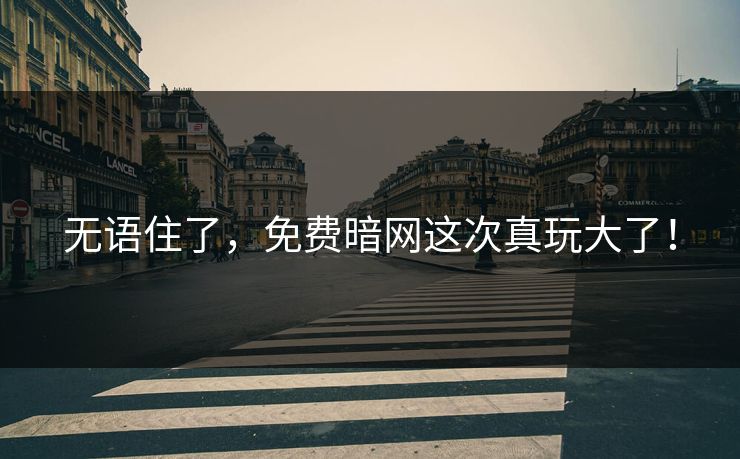 无语住了，免费暗网这次真玩大了！