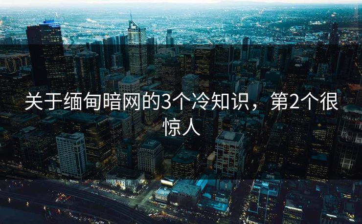关于缅甸暗网的3个冷知识，第2个很惊人