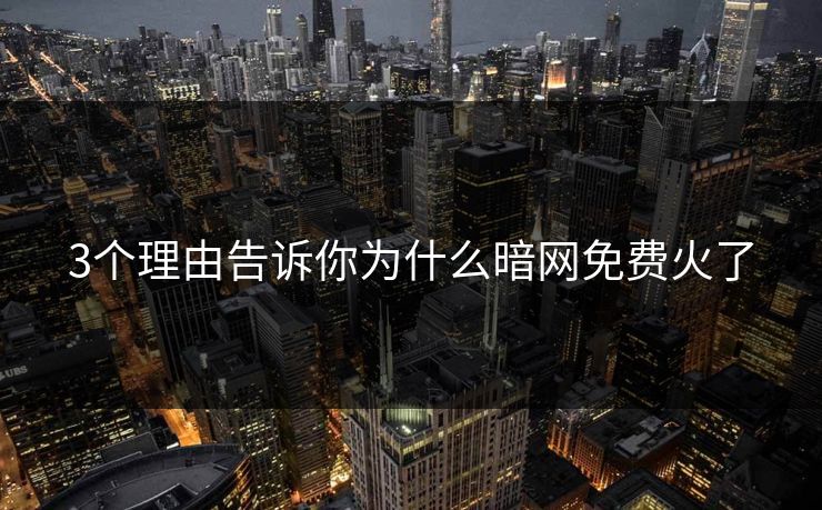 3个理由告诉你为什么暗网免费火了