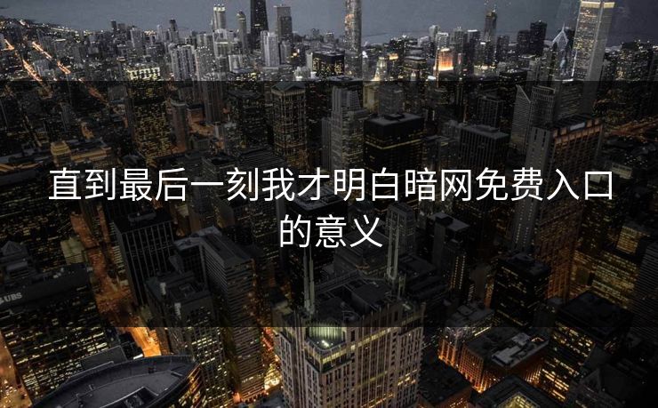 直到最后一刻我才明白暗网免费入口的意义