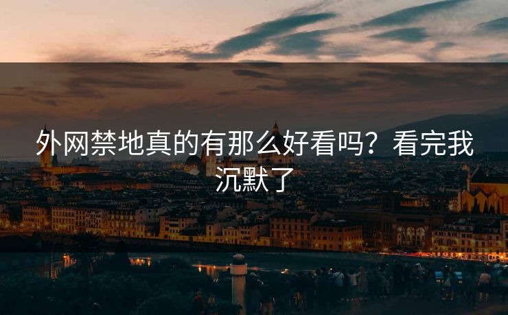 外网禁地真的有那么好看吗？看完我沉默了