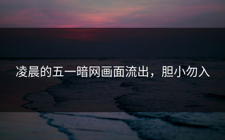 凌晨的五一暗网画面流出，胆小勿入
