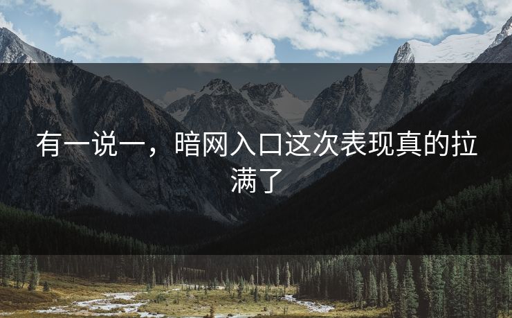 有一说一，暗网入口这次表现真的拉满了