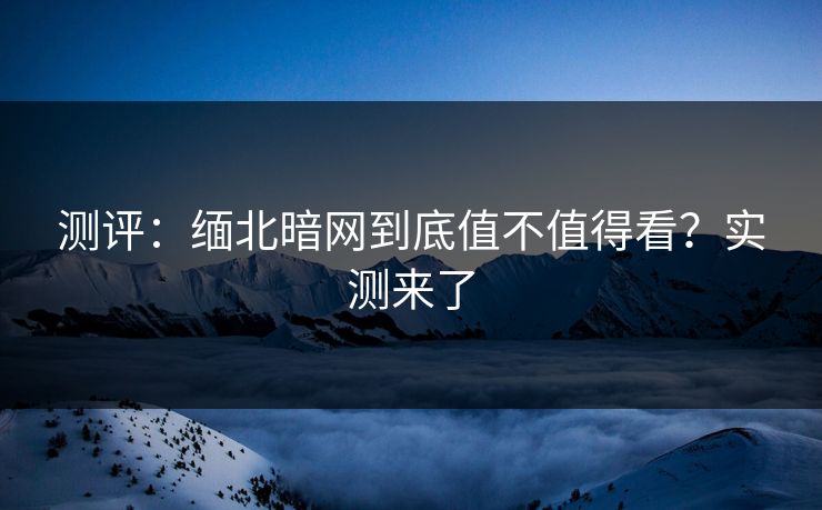 测评：缅北暗网到底值不值得看？实测来了
