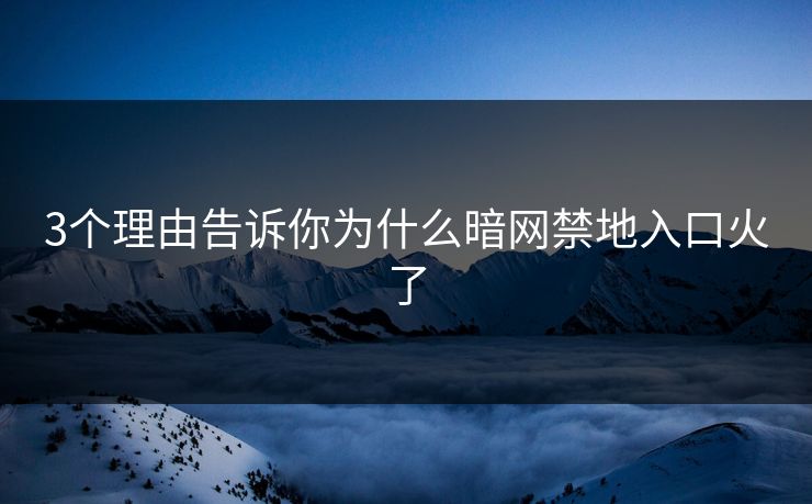 3个理由告诉你为什么暗网禁地入口火了