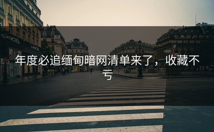 年度必追缅甸暗网清单来了，收藏不亏