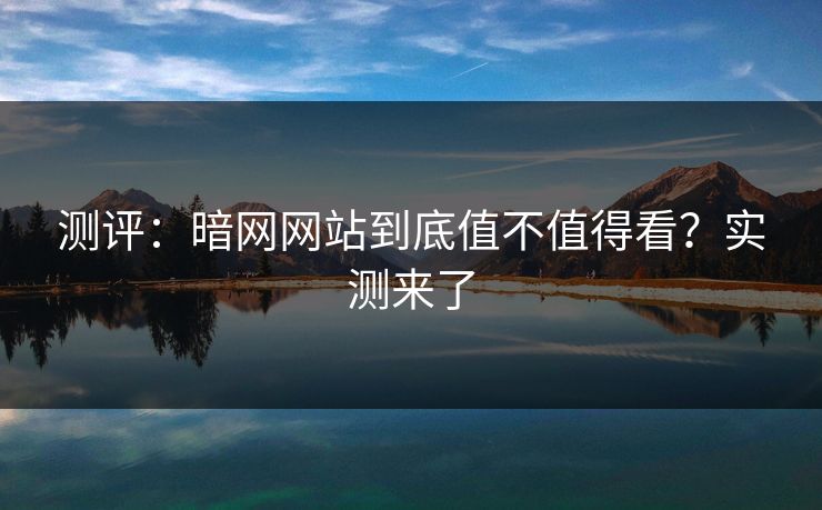 测评：暗网网站到底值不值得看？实测来了