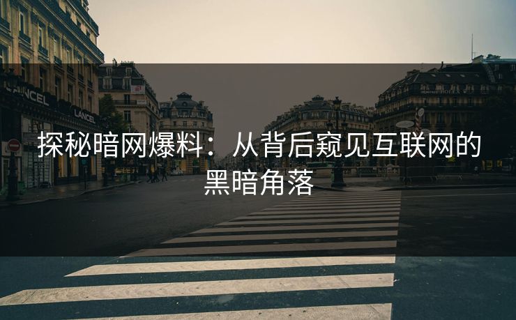 探秘暗网爆料:从背后窥见互联网的黑暗角落
