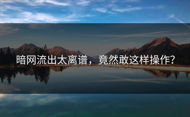 暗网流出太离谱,竟然敢这样操作?