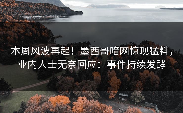本周风波再起！墨西哥暗网惊现猛料，业内人士无奈回应：事件持续发酵