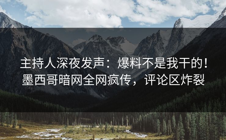 主持人深夜发声：爆料不是我干的！墨西哥暗网全网疯传，评论区炸裂