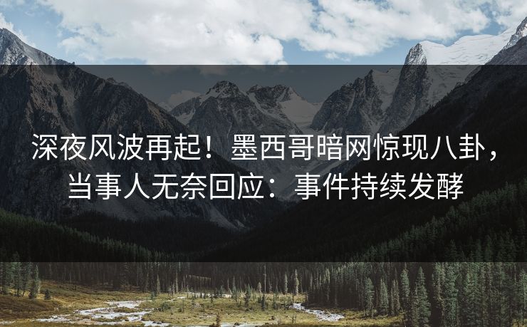 深夜风波再起！墨西哥暗网惊现八卦，当事人无奈回应：事件持续发酵