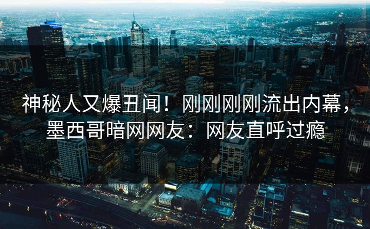 神秘人又爆丑闻！刚刚刚刚流出内幕，墨西哥暗网网友：网友直呼过瘾