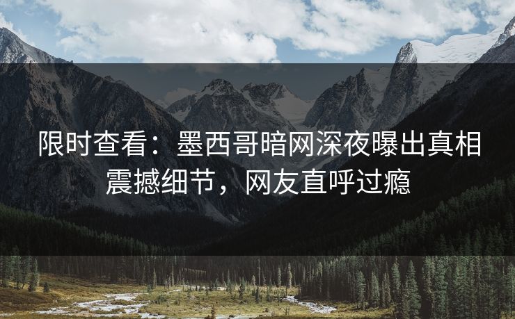 限时查看：墨西哥暗网深夜曝出真相震撼细节，网友直呼过瘾