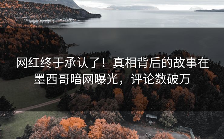 网红终于承认了！真相背后的故事在墨西哥暗网曝光，评论数破万