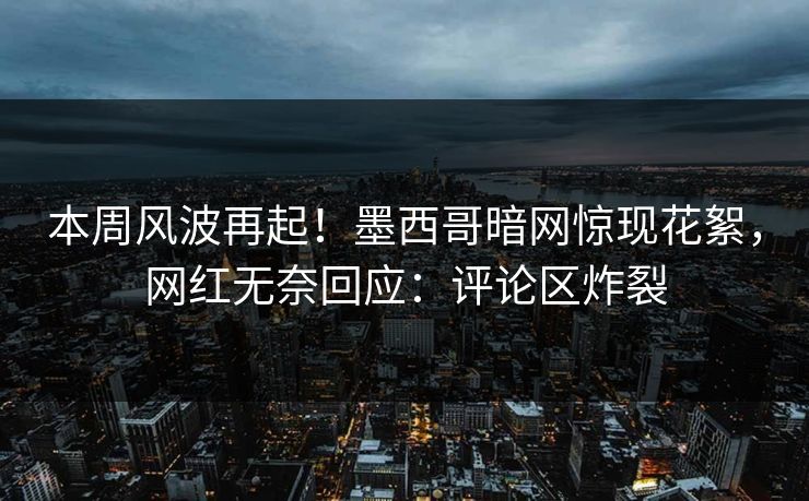 本周风波再起！墨西哥暗网惊现花絮，网红无奈回应：评论区炸裂