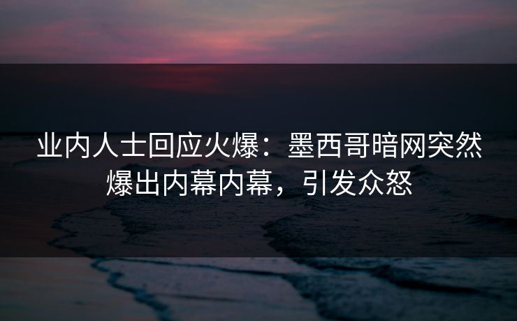 业内人士回应火爆：墨西哥暗网突然爆出内幕内幕，引发众怒
