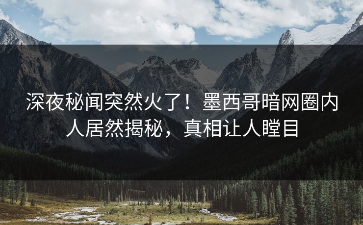 深夜秘闻突然火了！墨西哥暗网圈内人居然揭秘，真相让人瞠目