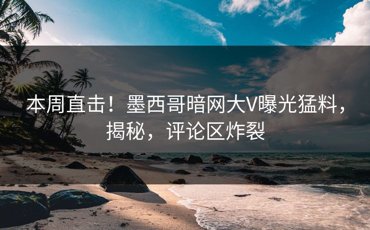 本周直击！墨西哥暗网大V曝光猛料，揭秘，评论区炸裂