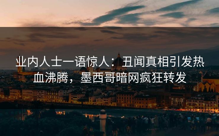 业内人士一语惊人：丑闻真相引发热血沸腾，墨西哥暗网疯狂转发