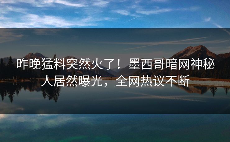 昨晚猛料突然火了！墨西哥暗网神秘人居然曝光，全网热议不断