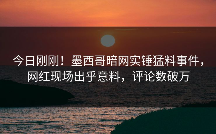 今日刚刚！墨西哥暗网实锤猛料事件，网红现场出乎意料，评论数破万