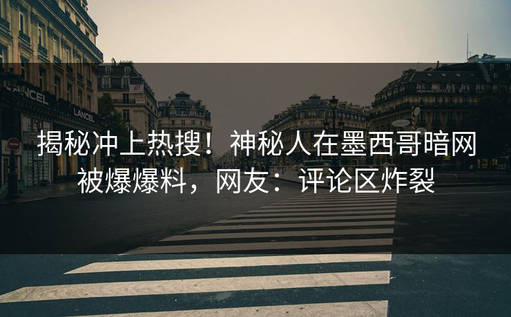 揭秘冲上热搜！神秘人在墨西哥暗网被爆爆料，网友：评论区炸裂