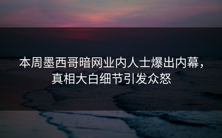 本周墨西哥暗网业内人士爆出内幕，真相大白细节引发众怒