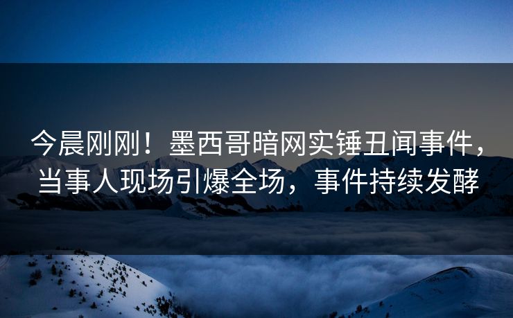 今晨刚刚！墨西哥暗网实锤丑闻事件，当事人现场引爆全场，事件持续发酵