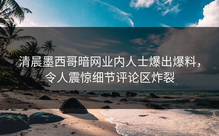 清晨墨西哥暗网业内人士爆出爆料，令人震惊细节评论区炸裂