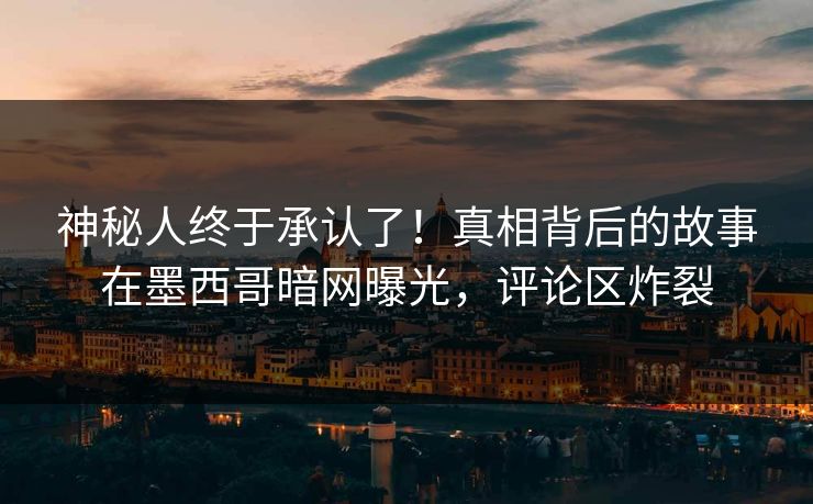 神秘人终于承认了！真相背后的故事在墨西哥暗网曝光，评论区炸裂