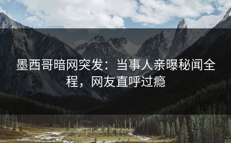 墨西哥暗网突发：当事人亲曝秘闻全程，网友直呼过瘾