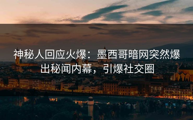 神秘人回应火爆：墨西哥暗网突然爆出秘闻内幕，引爆社交圈