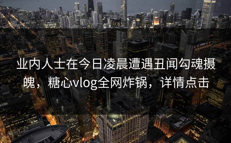 业内人士在今日凌晨遭遇丑闻勾魂摄魄，糖心vlog全网炸锅，详情点击