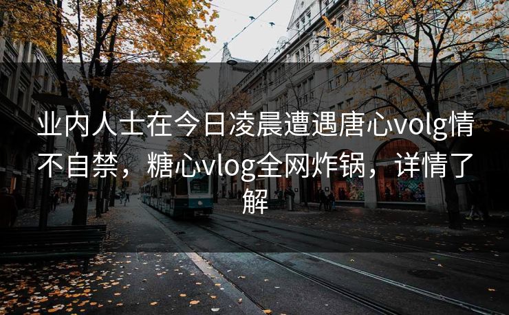 业内人士在今日凌晨遭遇唐心volg情不自禁，糖心vlog全网炸锅，详情了解