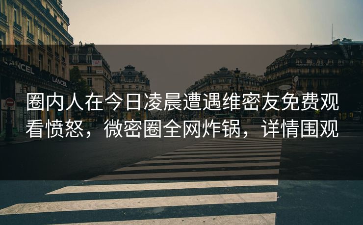 圈内人在今日凌晨遭遇维密友免费观看愤怒，微密圈全网炸锅，详情围观
