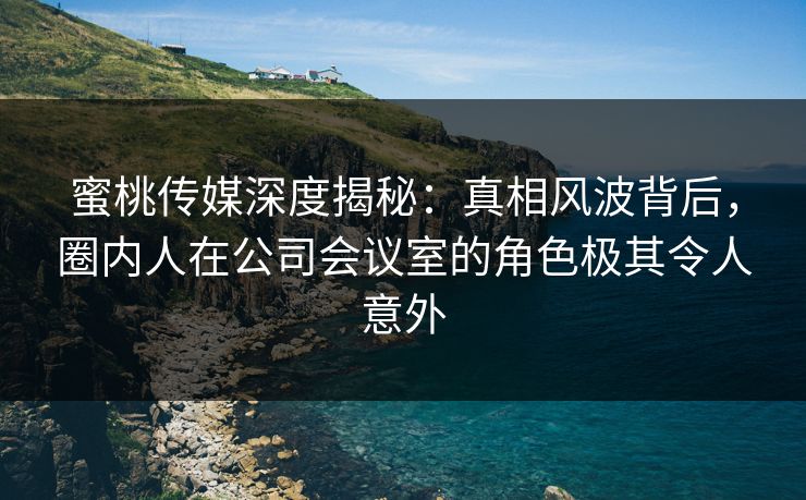 蜜桃传媒深度揭秘：真相风波背后，圈内人在公司会议室的角色极其令人意外