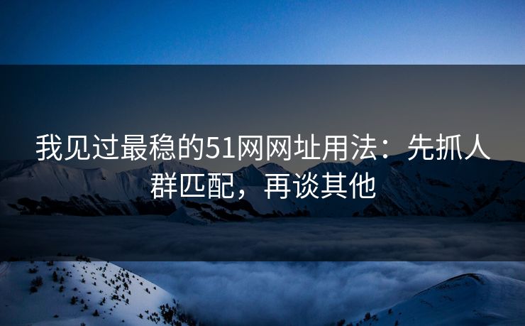 我见过最稳的51网网址用法：先抓人群匹配，再谈其他