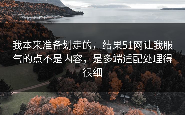 我本来准备划走的，结果51网让我服气的点不是内容，是多端适配处理得很细