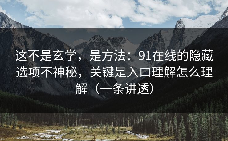 这不是玄学，是方法：91在线的隐藏选项不神秘，关键是入口理解怎么理解（一条讲透）