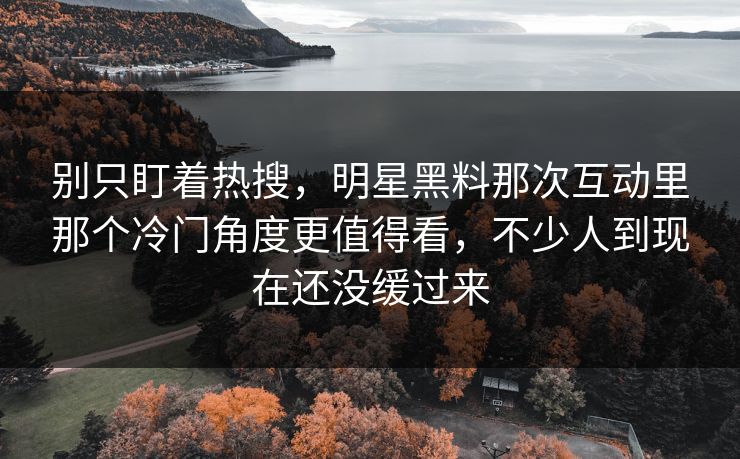 别只盯着热搜,明星黑料那次互动里那个冷门角度更值得看,不少人到现在还没缓过来 别只盯着热搜,明星黑料那次互动里那个冷门角度更值得看,不少人到现在还没缓过来